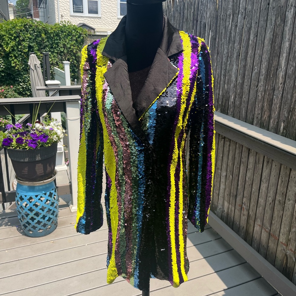 Fashion Nova. NWT Sequin Blazer Dress. Multicolor. Medium